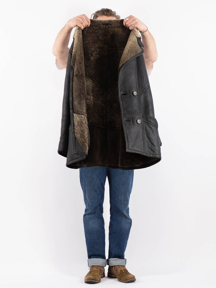 Vintage 90's Men Sheepskin Coat in BlackZ1517