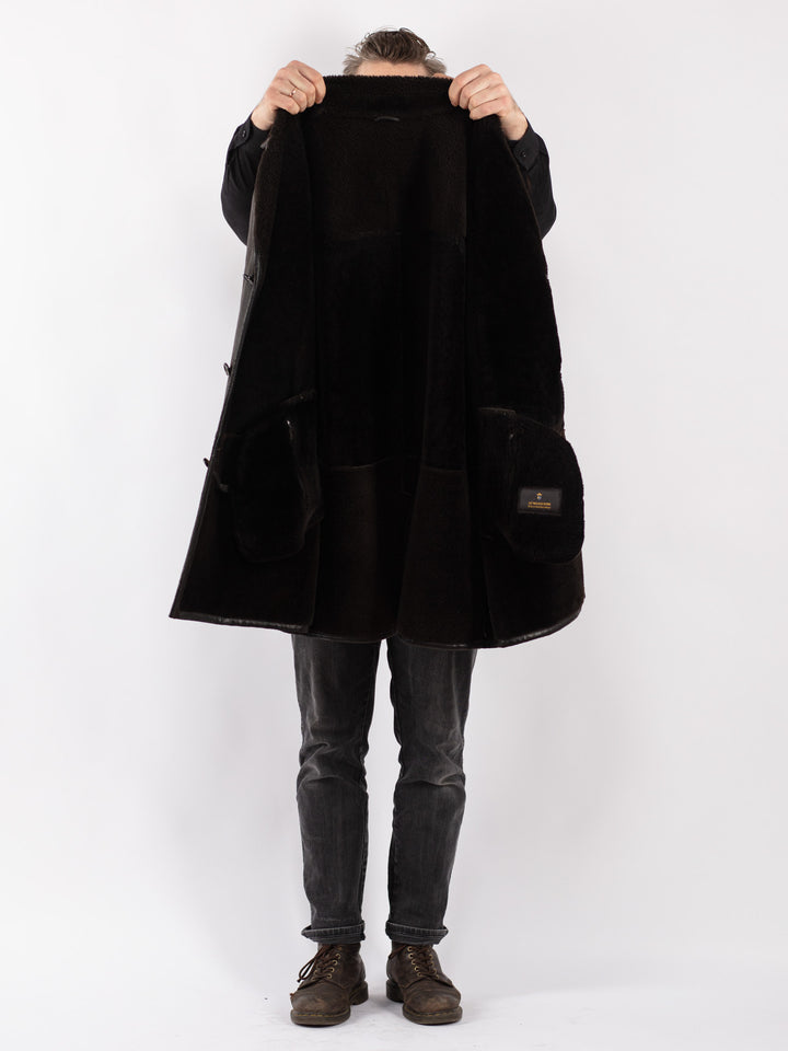 Vintage 90's Men Sheepskin Coat in Brown