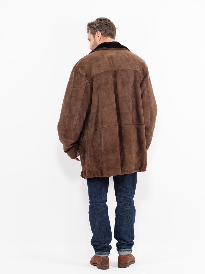 Vintage 90's Men Sheepskin Coat in BrownZ2661
