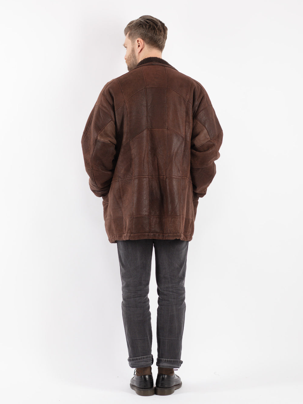 Vintage 90's Men Sheepskin Coat in Brown