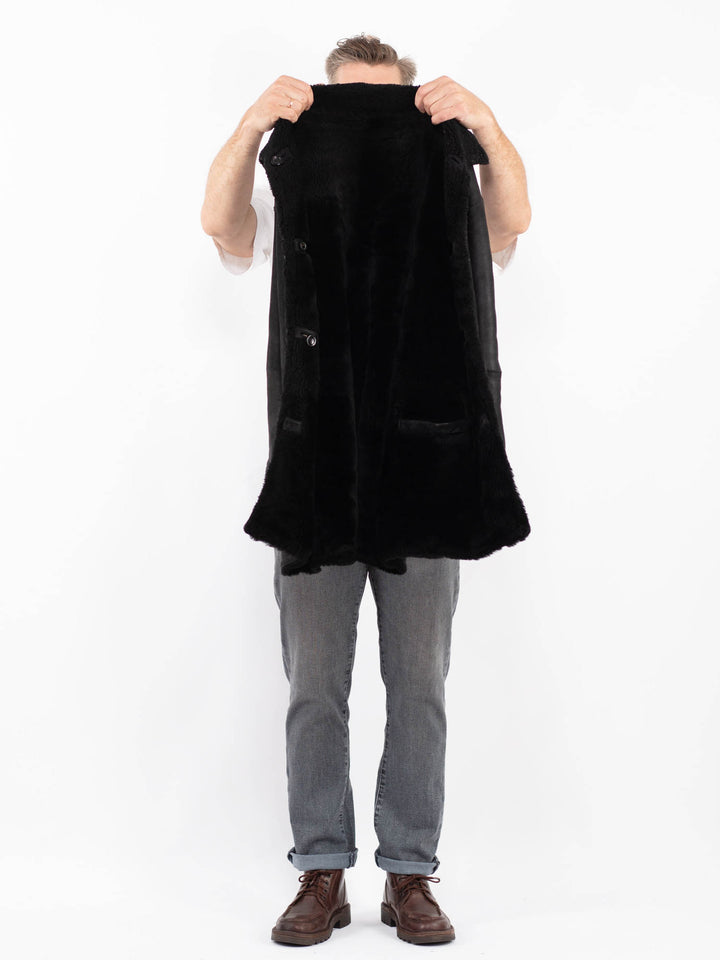 Vintage 90's Men Sheepskin Coat in BlackZ2280