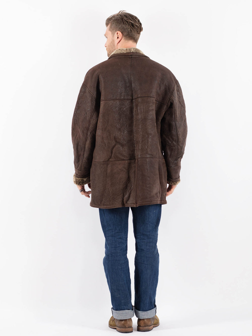 Vintage 90's Men Sheepskin Coat in BrownZ1518