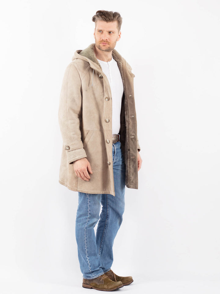 Vintage 90's Men Sheepskin Coat in BeigeZ1411