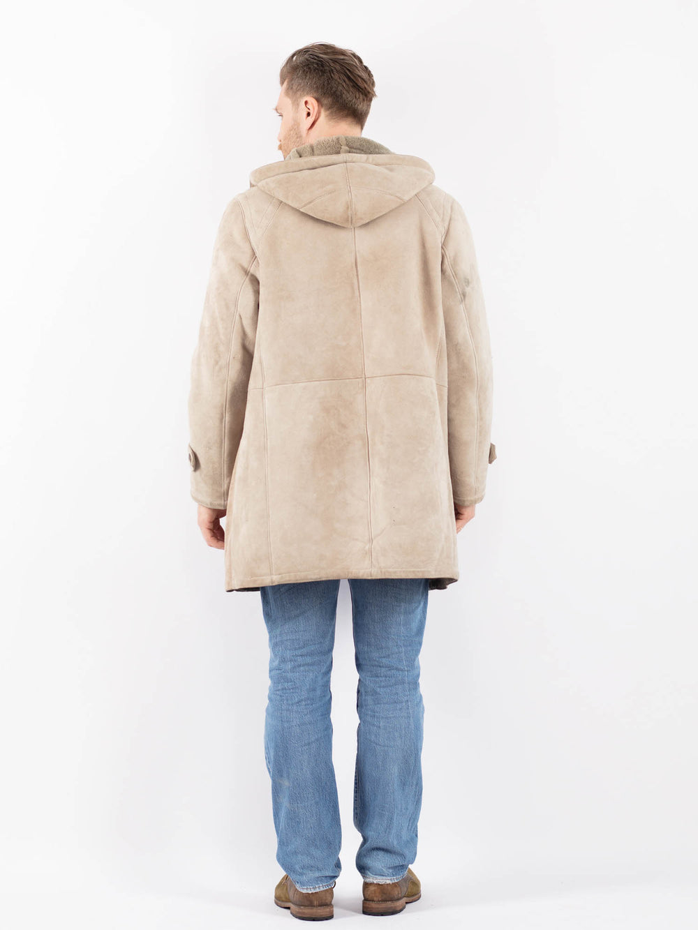 Vintage 90's Men Sheepskin Coat in BeigeZ1411