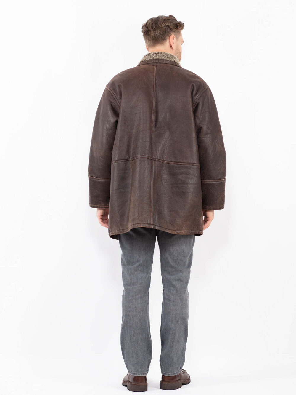 Vintage 90's Men Sheepskin Coat in BrownZ2060