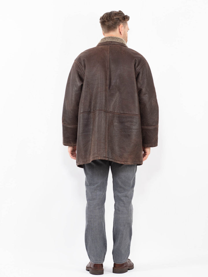 Vintage 90's Men Sheepskin Coat in BrownZ2060