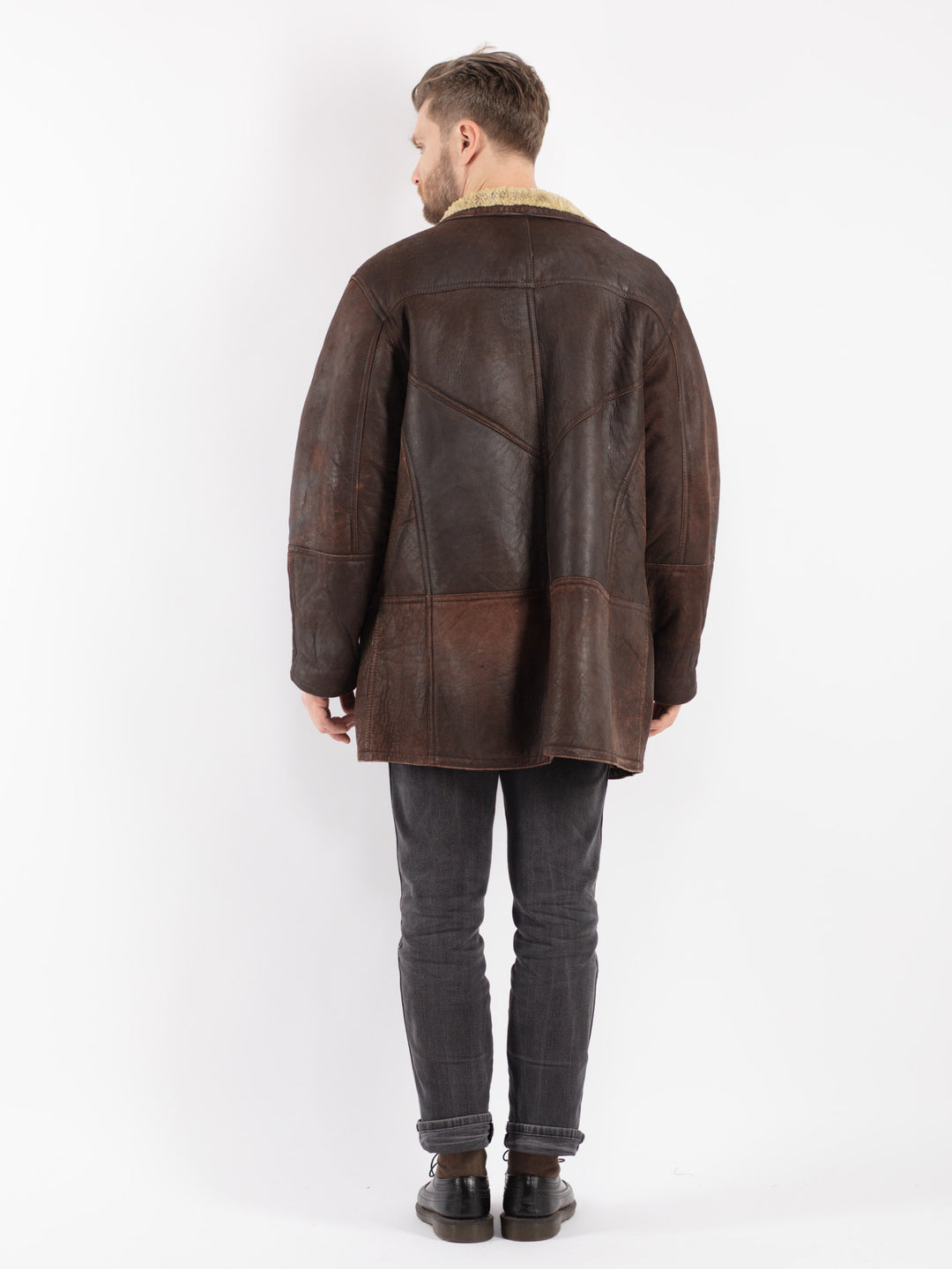 Vintage 80's Men Sheepskin Coat in BrownZ313