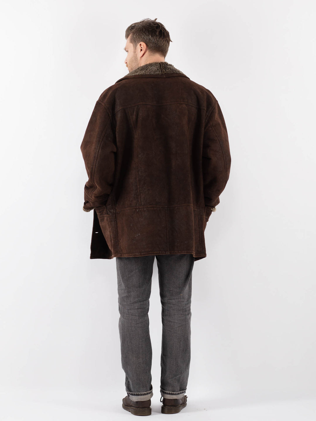 Vintage 90's Men Sheepskin Coat in BrownZ1119