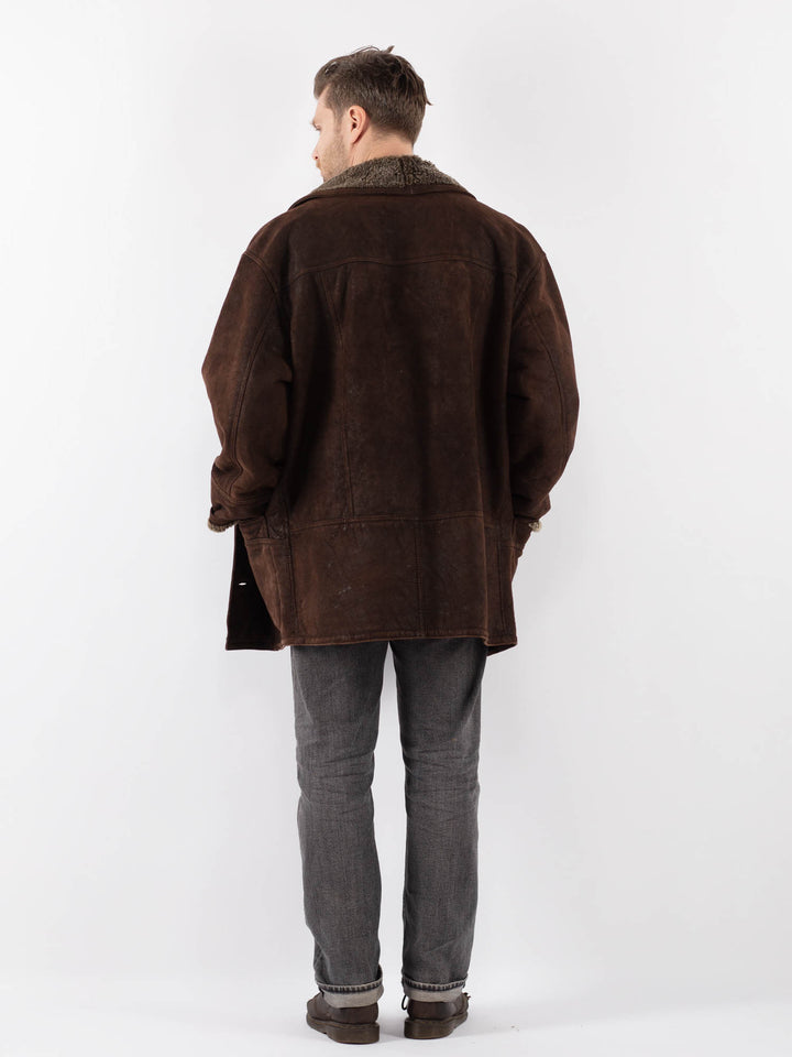 Vintage 90's Men Sheepskin Coat in BrownZ1119