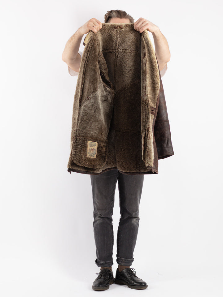 Vintage 80's Men Sheepskin Coat in BrownZ313