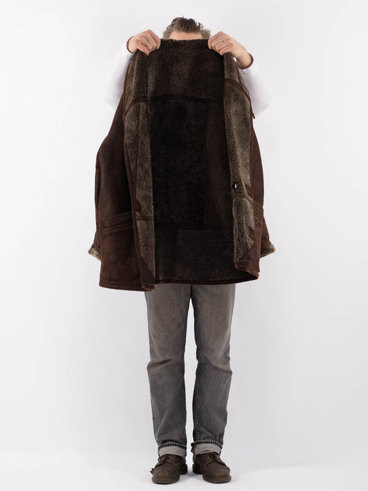 Vintage 90's Men Sheepskin Coat in BrownZ1119
