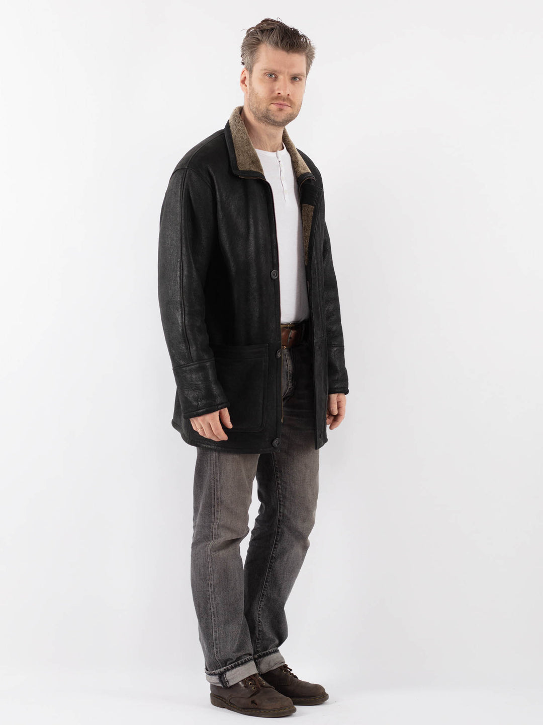 Vintage 90's Men Sheepskin in BlackZ1120