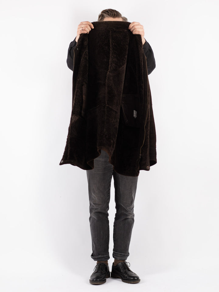 Vintage 90's Men Sheepskin Coat in Brown
