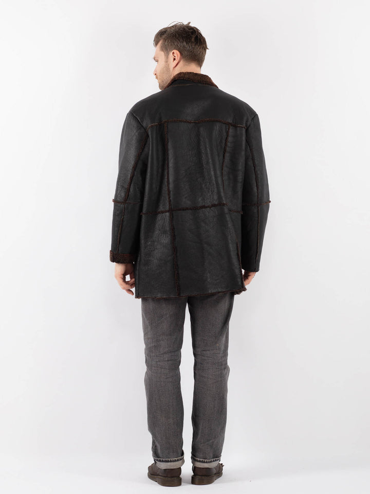 Vintage 90's Men Sheepskin Coat in BlackZ1121