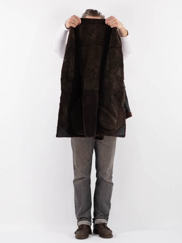 Vintage 90's Men Sheepskin Coat in BlackZ1121