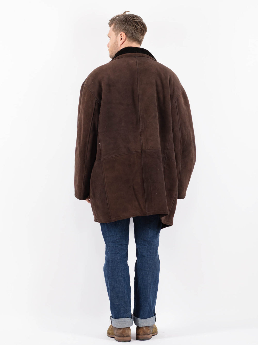 Vintage 90's Men Sheepskin Coat in BrownZ1523