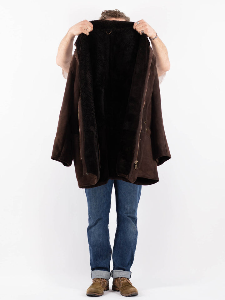 Vintage 90's Men Sheepskin Coat in BrownZ1523