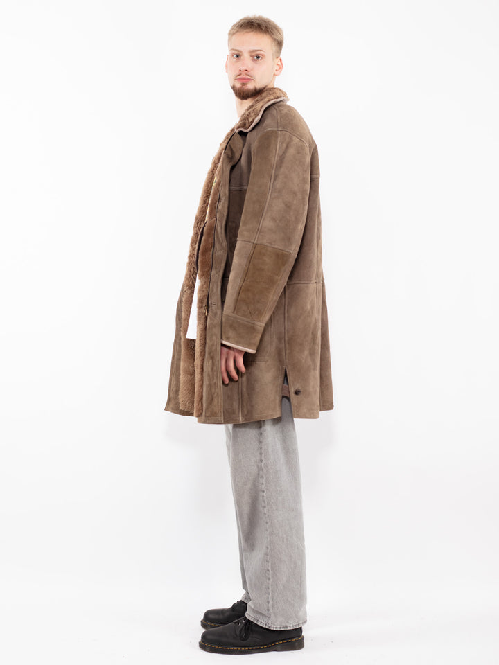 Vintage 90's Men Sheepskin Coat in BeigeZ2477