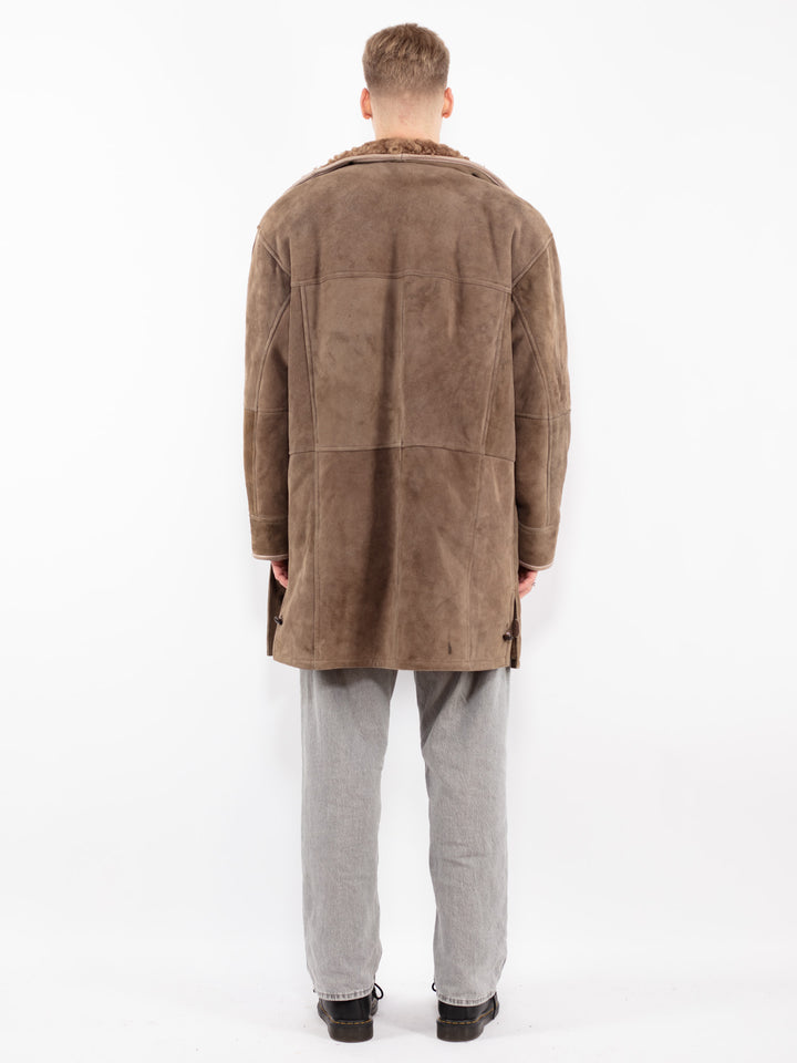 Vintage 90's Men Sheepskin Coat in BeigeZ2477