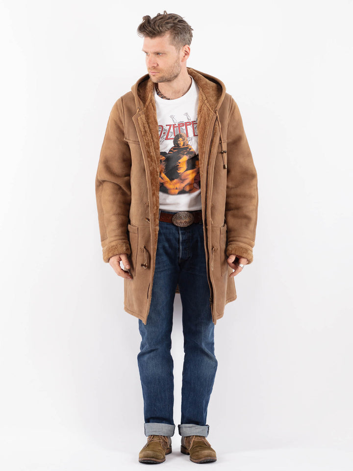 Vintage 90's Men Sheepskin Coat in BeigeZ1524