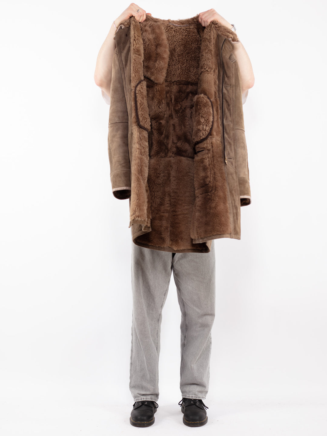 Vintage 90's Men Sheepskin Coat in BeigeZ2477
