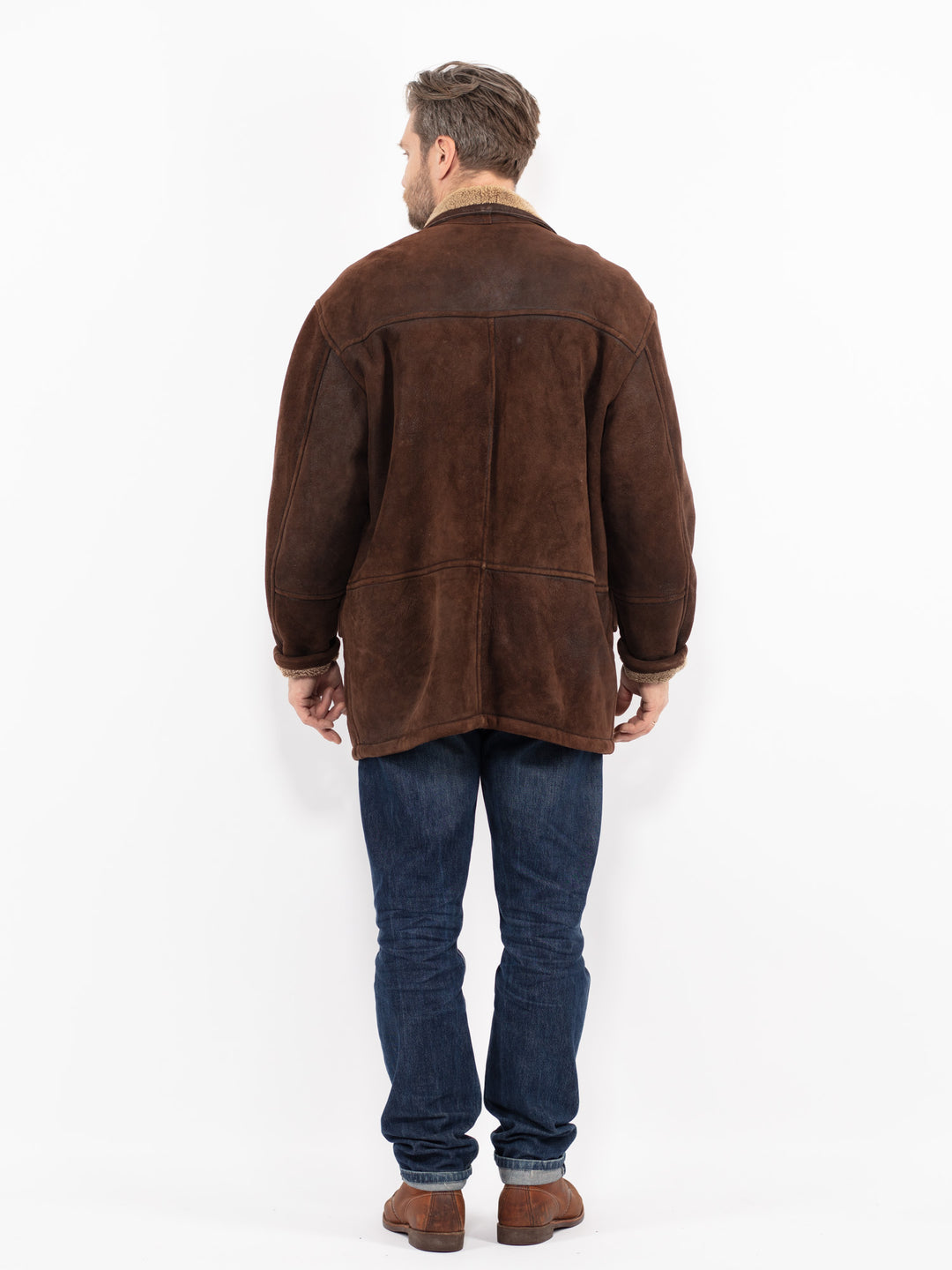Vintage 90's Men Sheepskin Coat in BrownZ2675