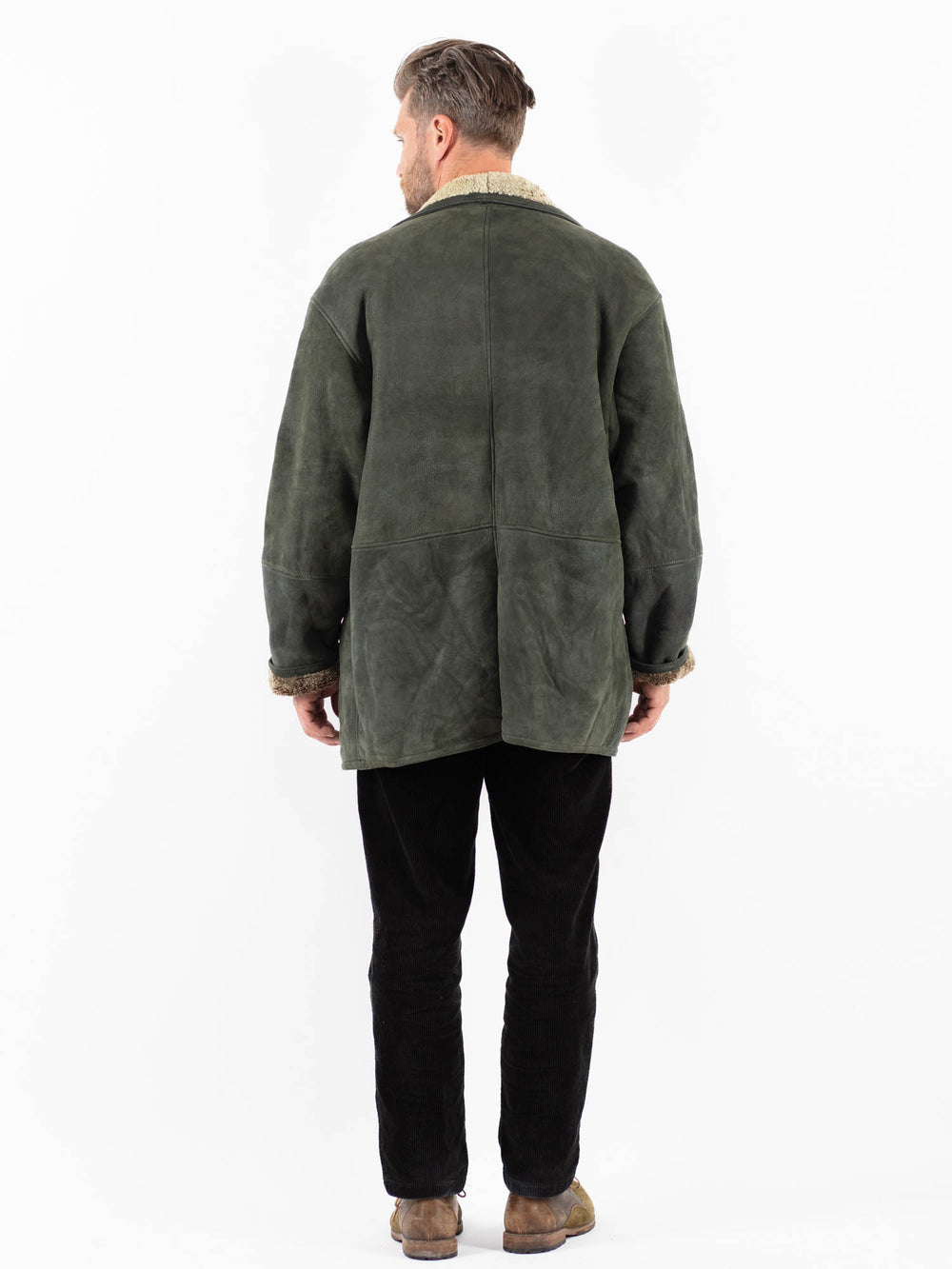 Vintage 80's Men Sheepskin Coat in GreenZ18466