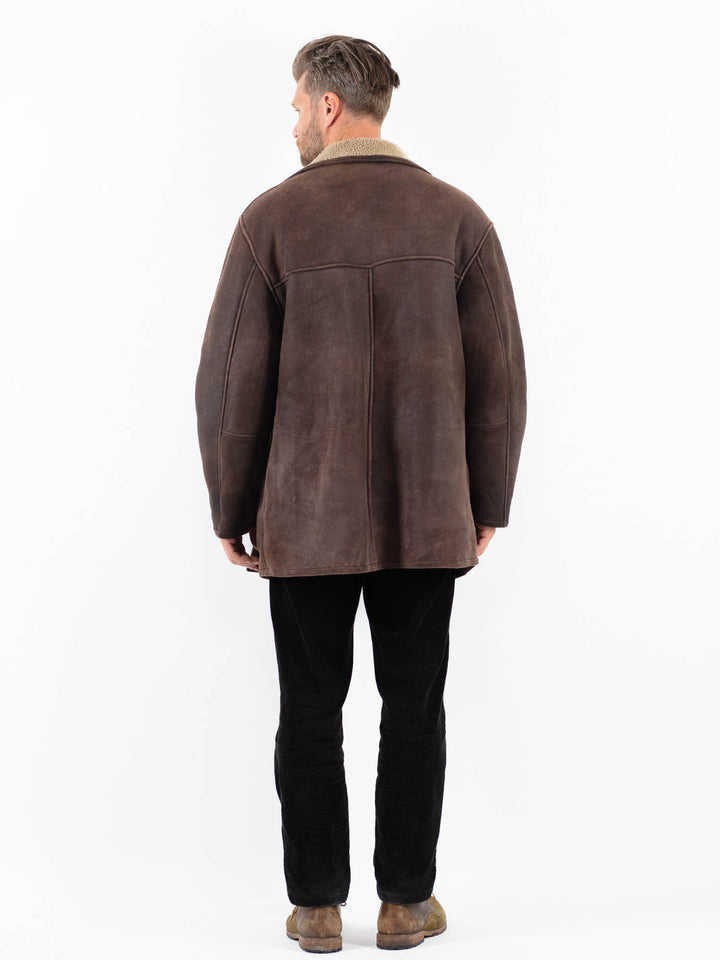Vintage 90's Men Sheepskin Coat in BrownZ1847