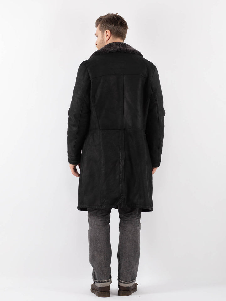 Vintage 90's Men Sheepskin Coat in BlackV1129