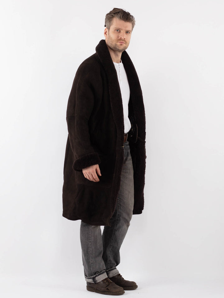 Vintage 90's Men Sheepskin Coat in BrownZ1130