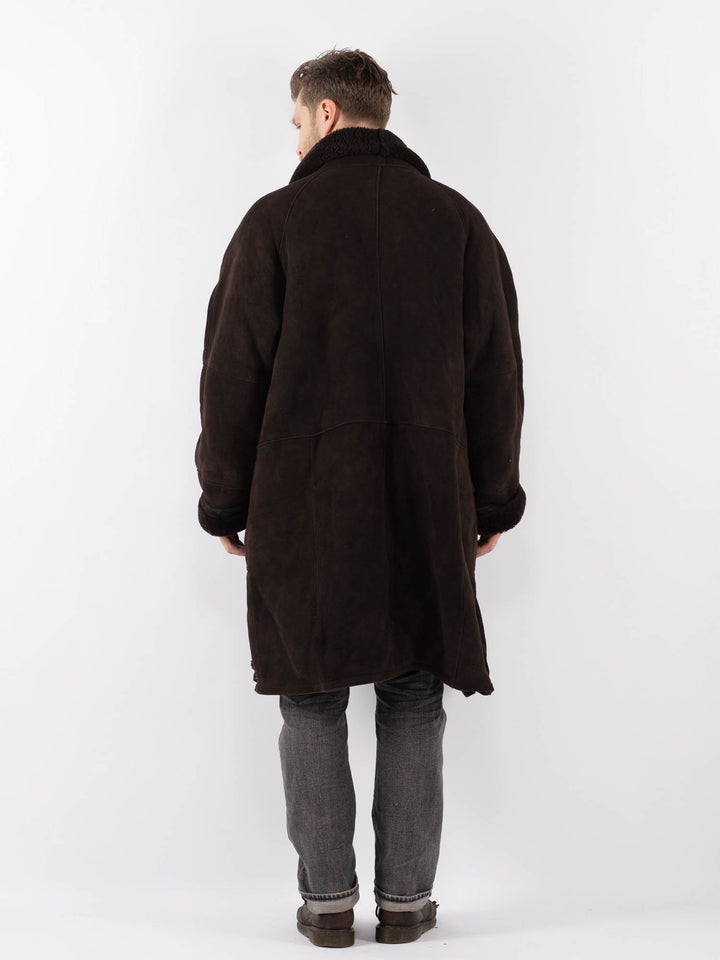Vintage 90's Men Sheepskin Coat in BrownZ1130
