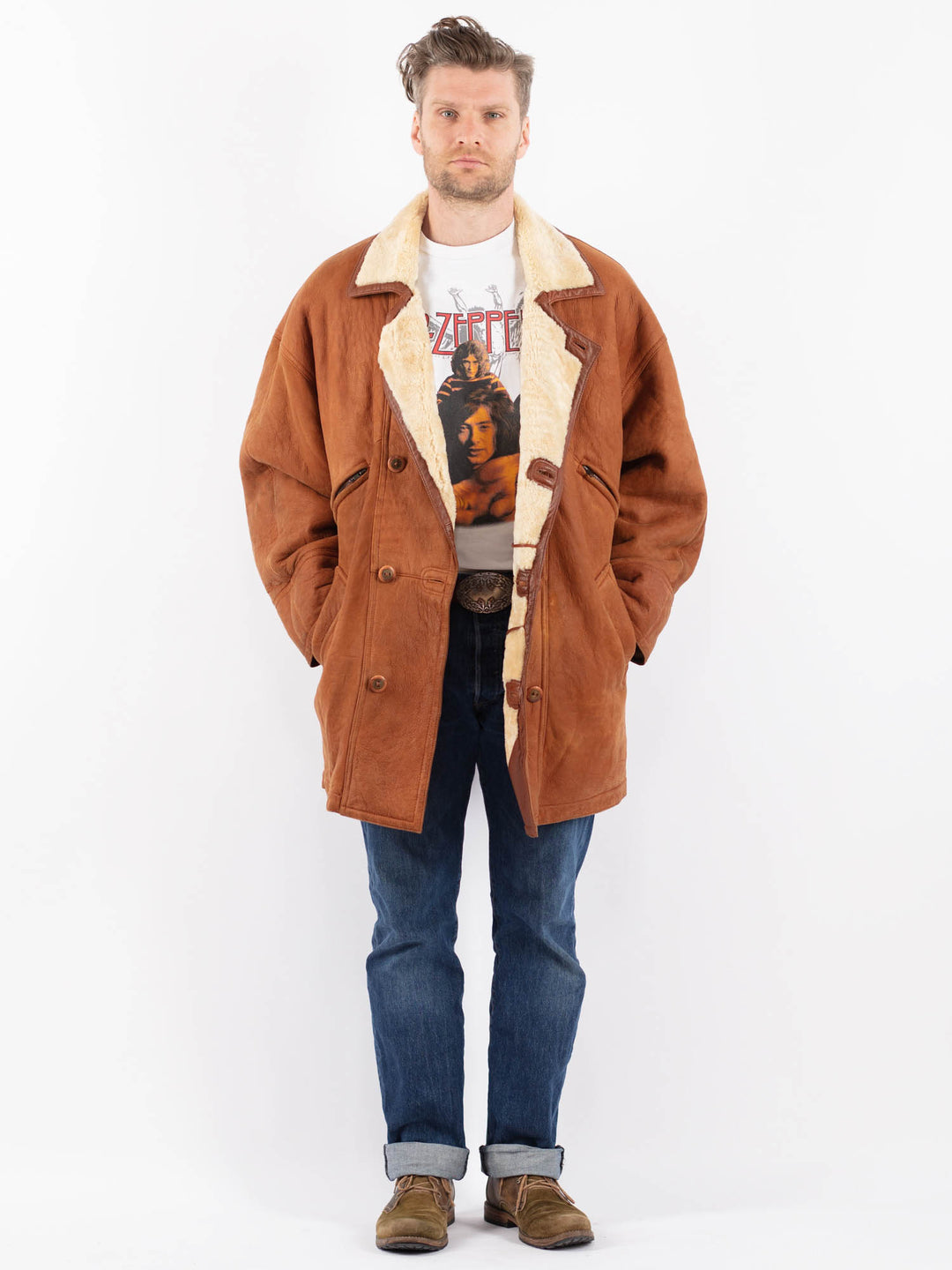 Vintage 90's Men Sheepskin in BrownZ1527