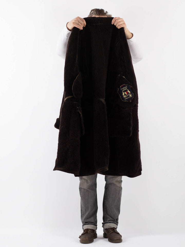 Vintage 90's Men Sheepskin Coat in BrownZ1130