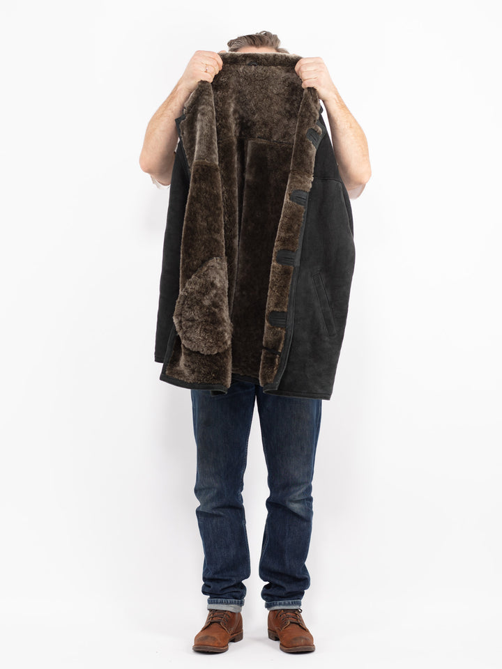 Vintage 90's Men Sheepskin Coat in BlackZ2679