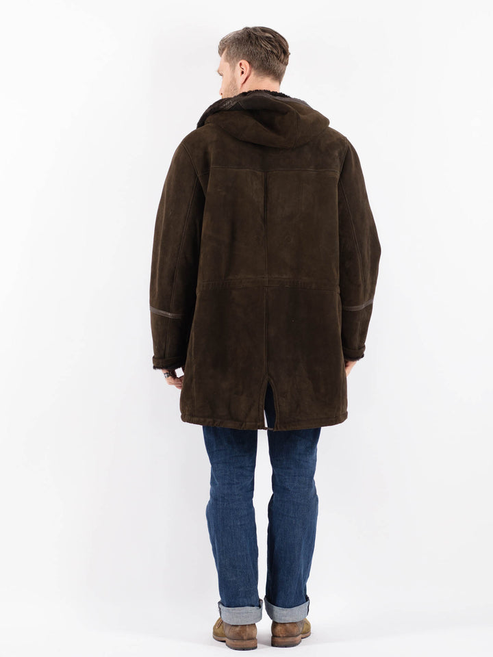 Vintage 90's Men Sheepskin Coat in BrownZ1528