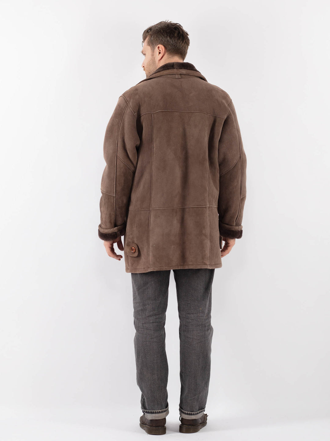 Vintage 90's Men Sheepskin Coat in BrownZ1133