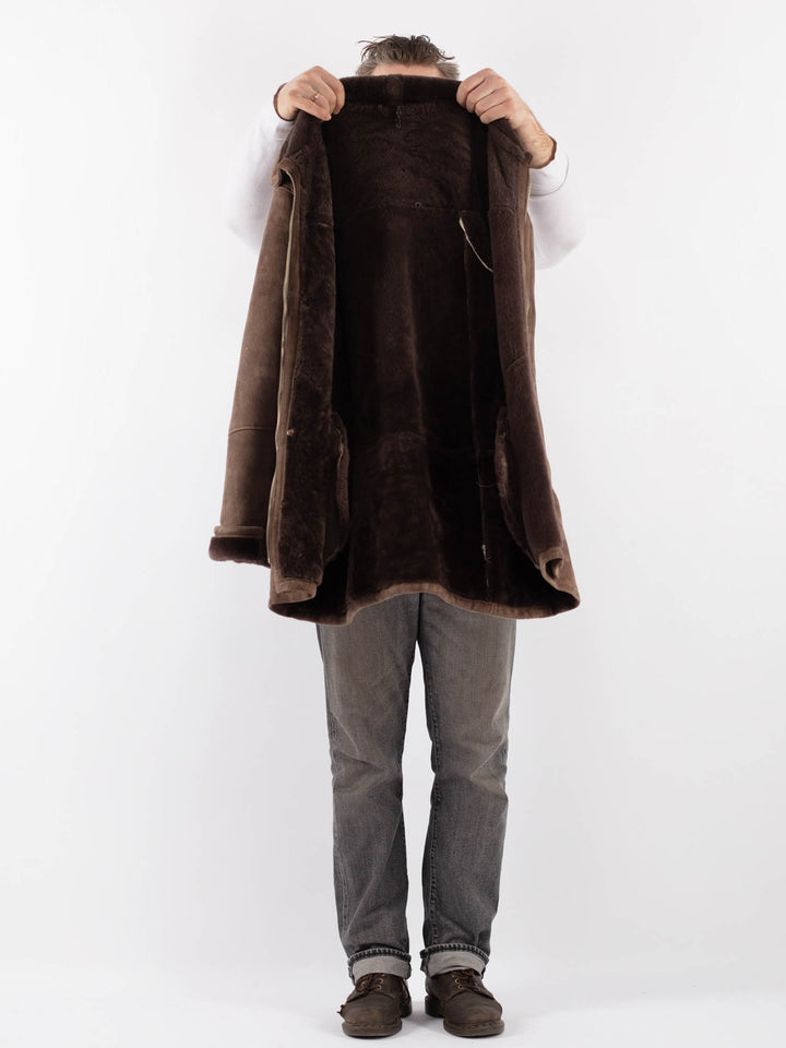Vintage 90's Men Sheepskin Coat in BrownZ1133
