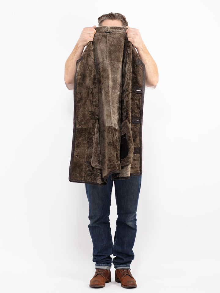 Vintage 90's Men Sheepskin Coat in BrownZ2682
