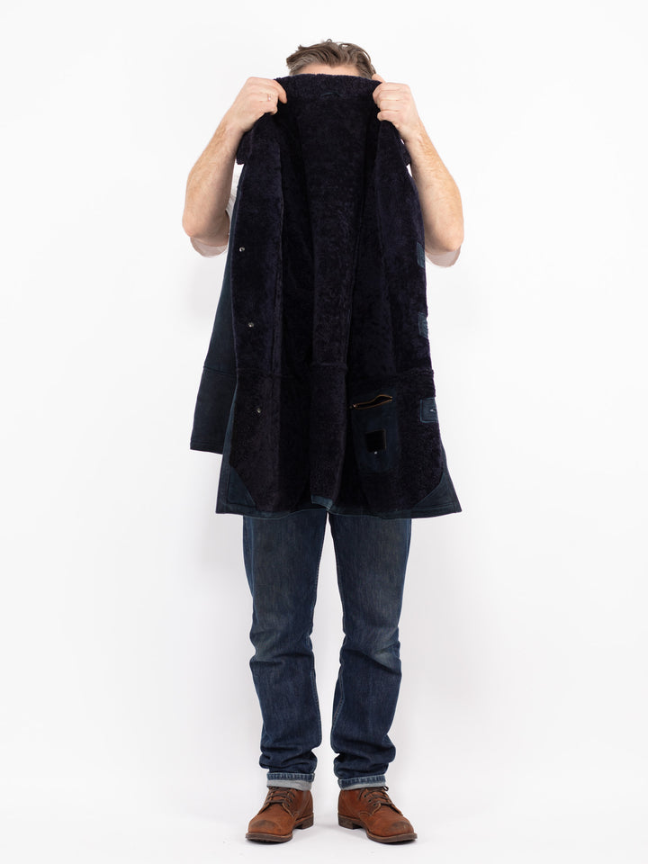 Vintage 90's Men Sheepskin Coat in BlueZ2683