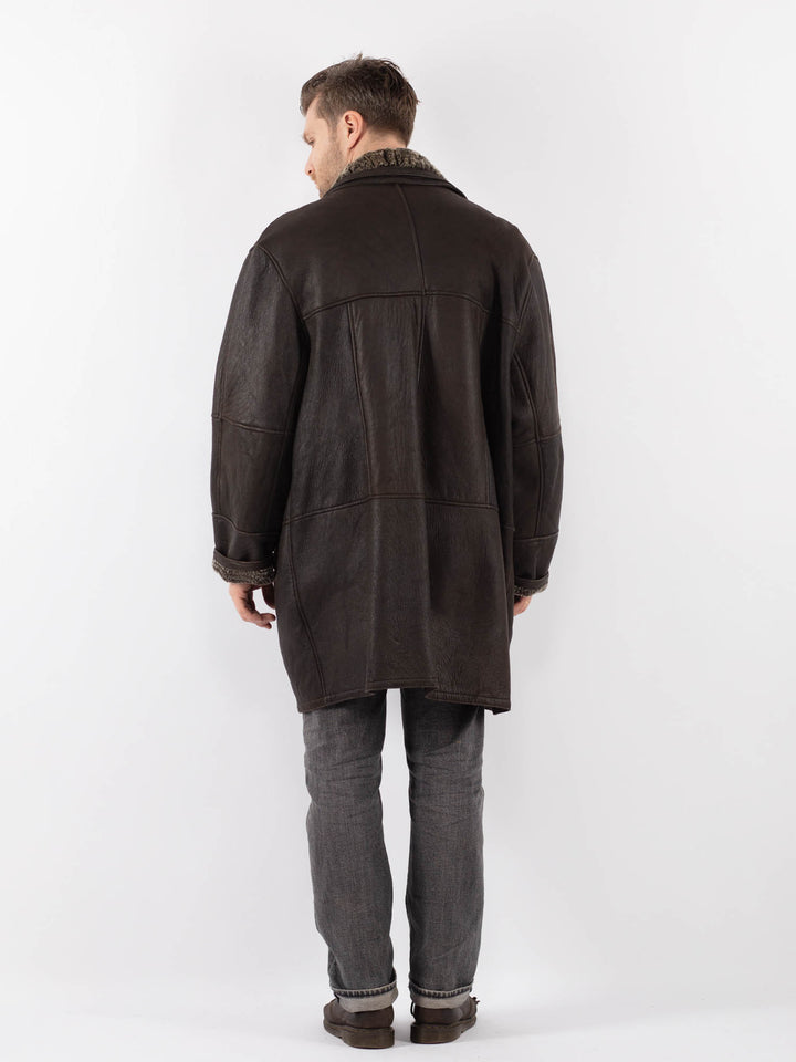 Vintage 90's Men Sheepskin Coat in BrownZ1135