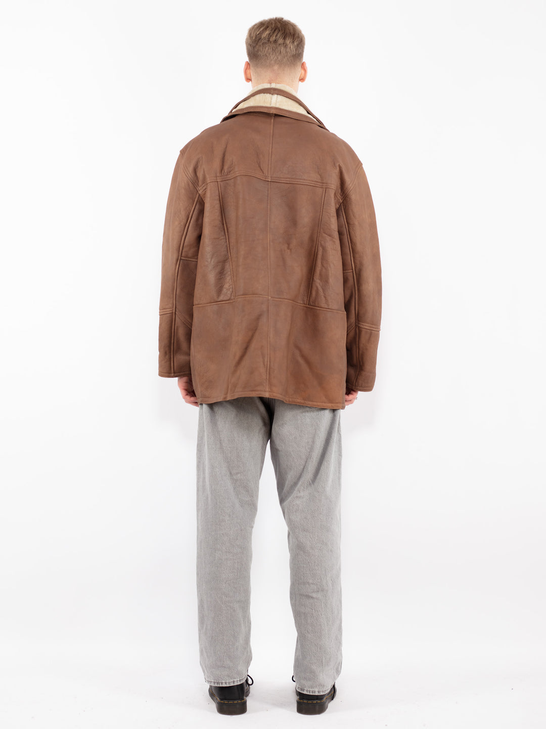 Vintage 90's Men Sheepskin Coat in Brown
