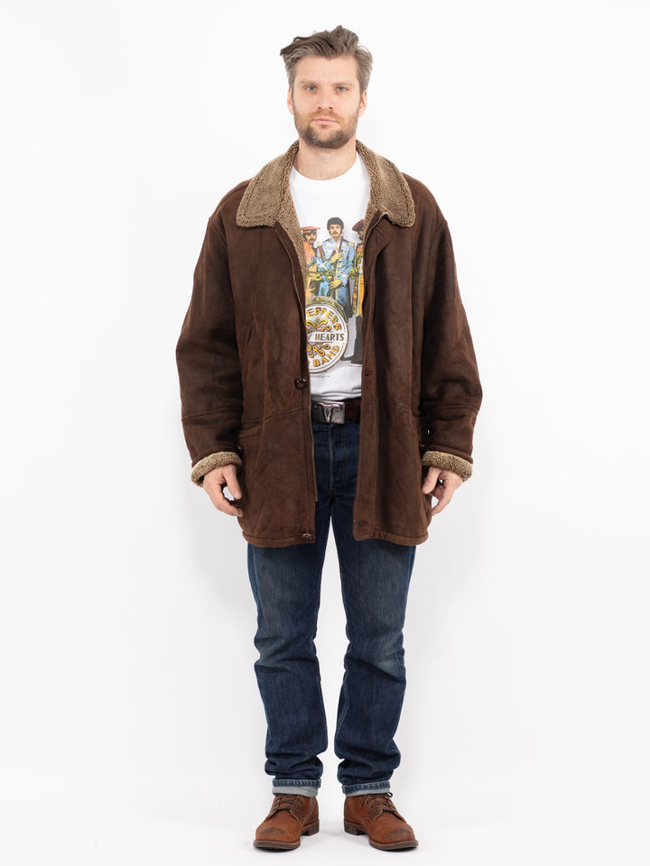 Vintage 90's Men Sheepskin Coat in BrownZ2685