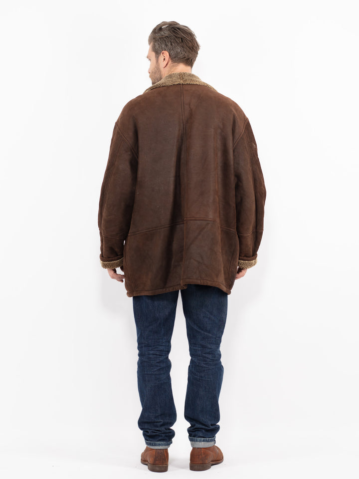 Vintage 90's Men Sheepskin Coat in BrownZ2685