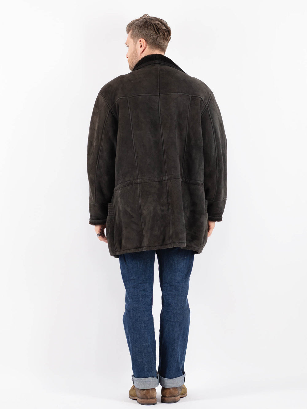 Vintage 90's Men Sheepskin Coat in GrayZ1530