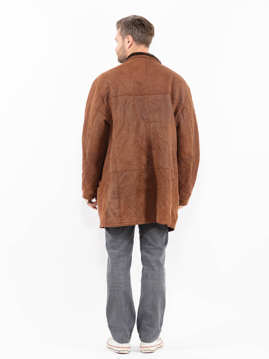 Vintage 90's Men Sheepskin Coat in BrownZ1954