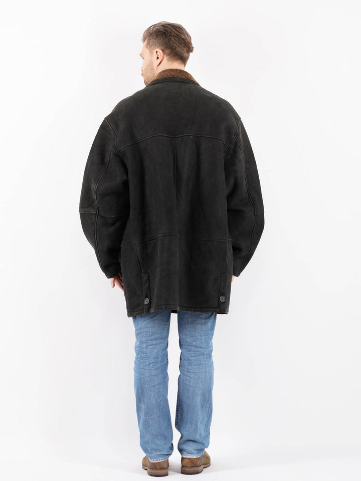 Vintage 90's Men Sheepskin Coat in BlackZ1422