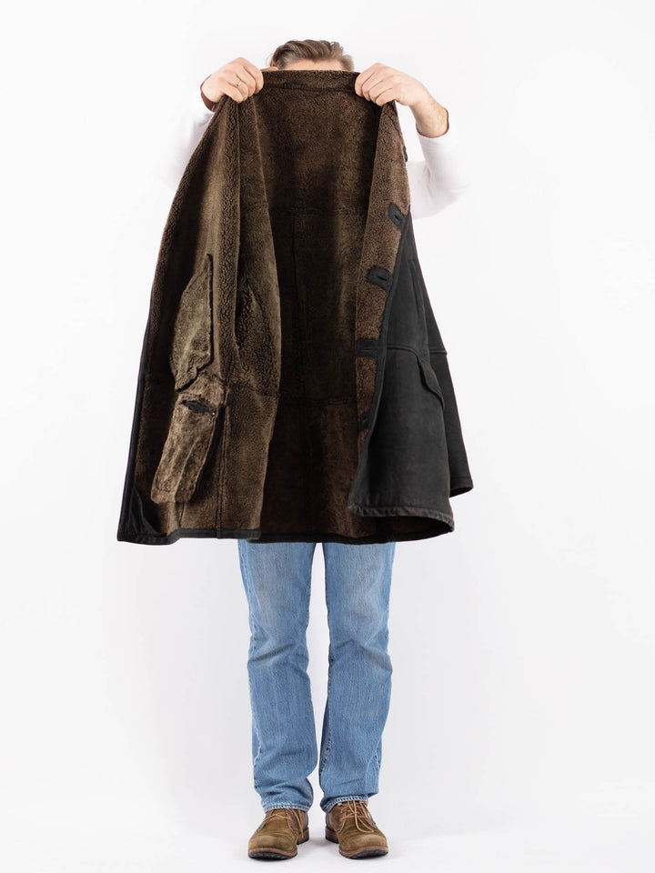 Vintage 90's Men Sheepskin Coat in BlackZ1422