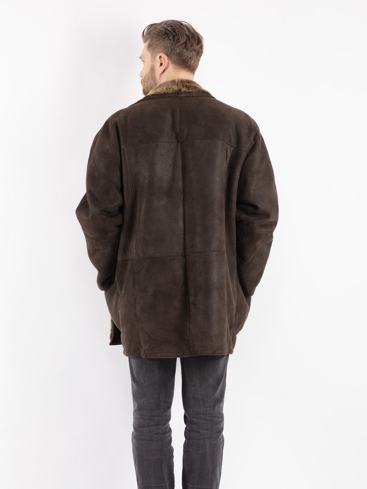 Vintage 90's Men Sheepskin Coat in Brown