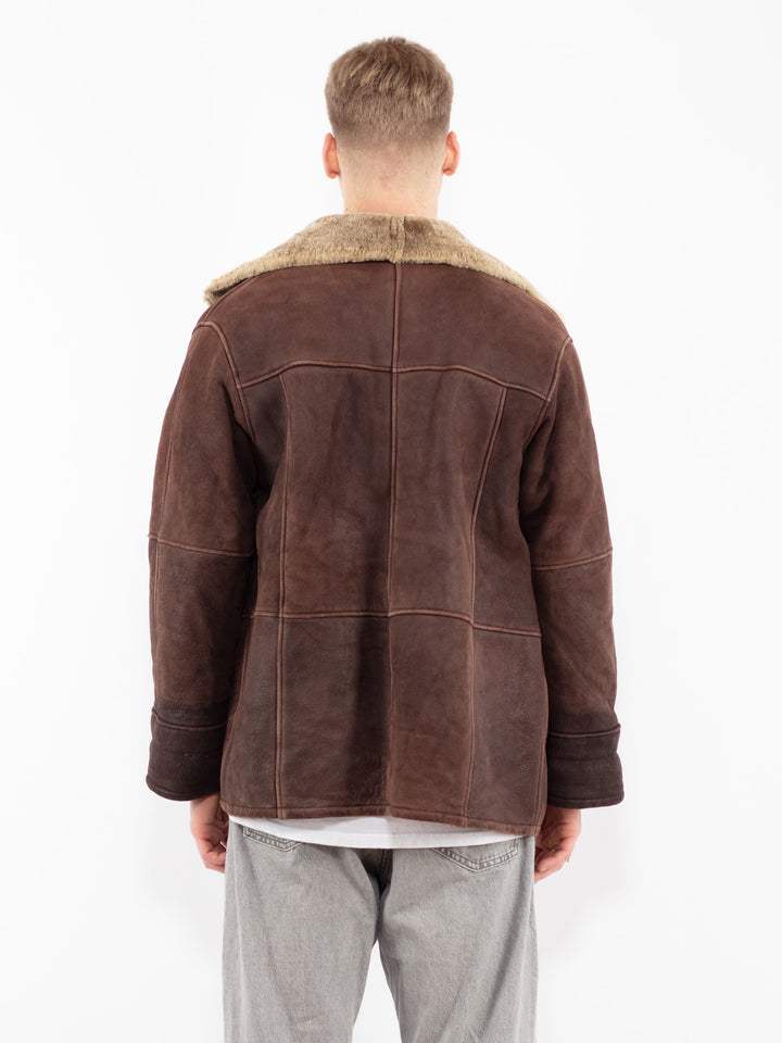 Vintage 90's Men Sheepskin Jacket in Brown