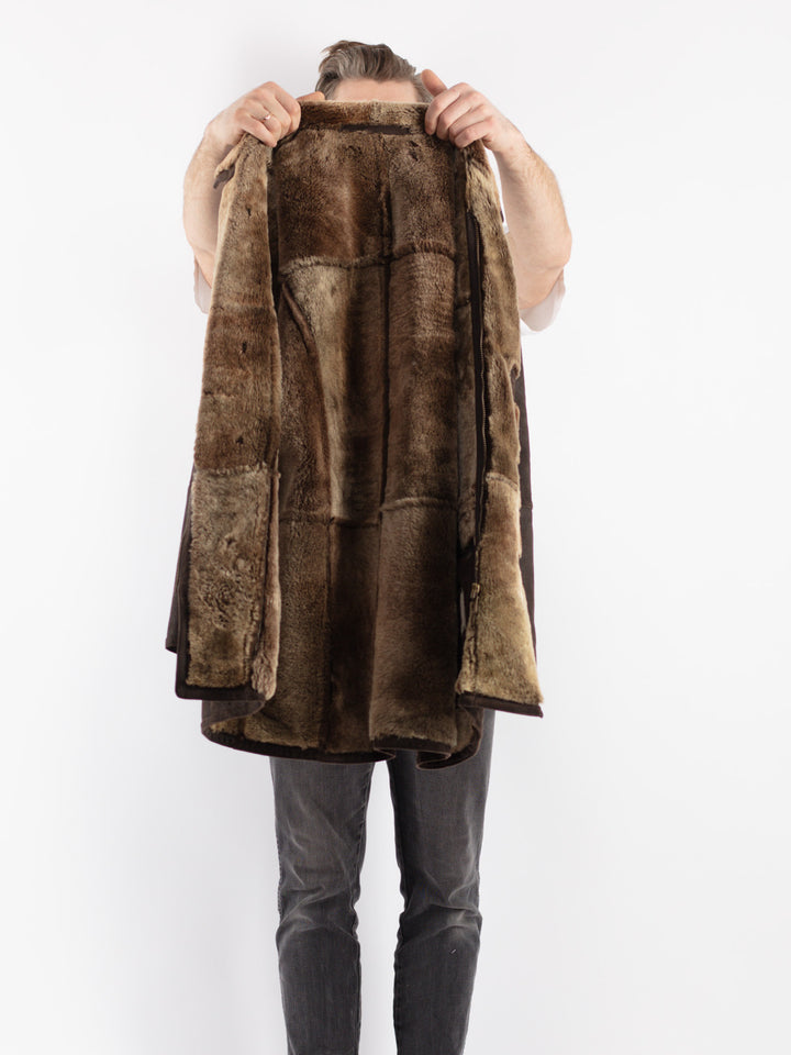 Vintage 90's Men Sheepskin Coat in Brown